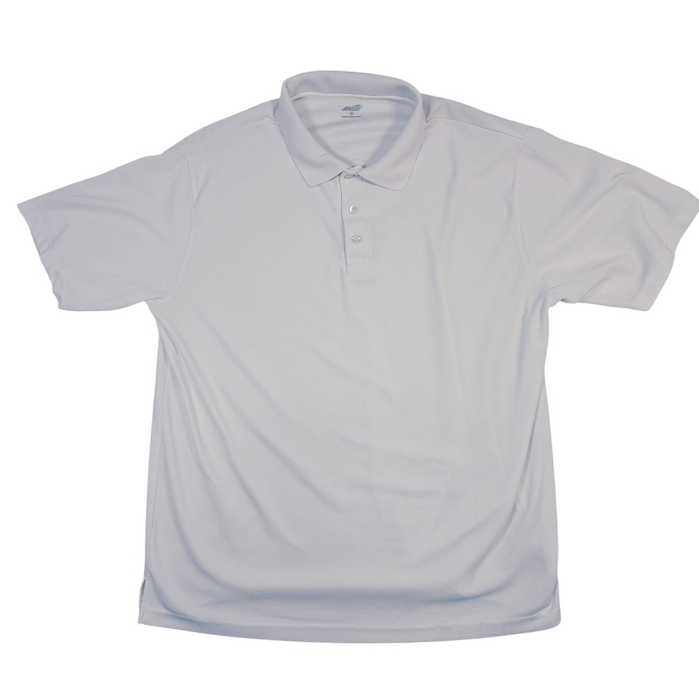 Avia Mens XL Performance Polo Shirt Light Blue Short Sleeve Textured Knit Active